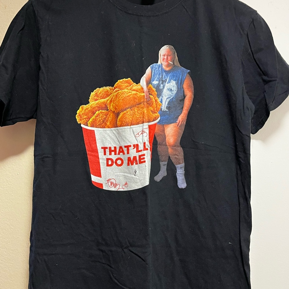 Trailer Tammy Black Graphic T-Shirt with Chicken Bucket Print - Picture 2 of 2